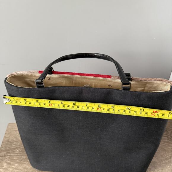 Kate Spade Tote Bag Womens Large Red Brown Pink Colorblock Wool Canvas Purse - Picture 5 of 11